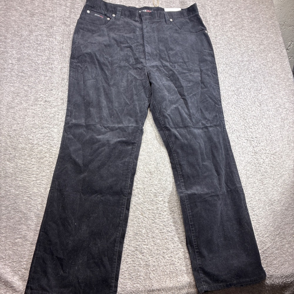 Perry Ellis America Corduroy Pants Mens 38x30 Black Straight Leg NWT Baggy